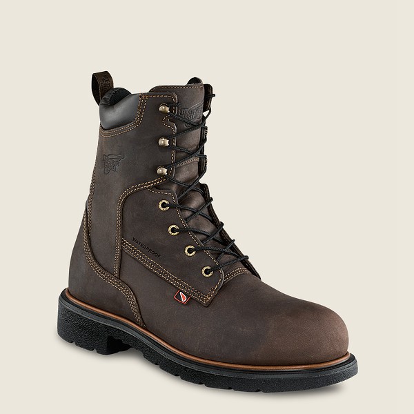 Red Wing Mens Work Boots - Dynaforce® - 8-inch Insulated Waterproof Soft Toe - Dark Brown - RCG89165